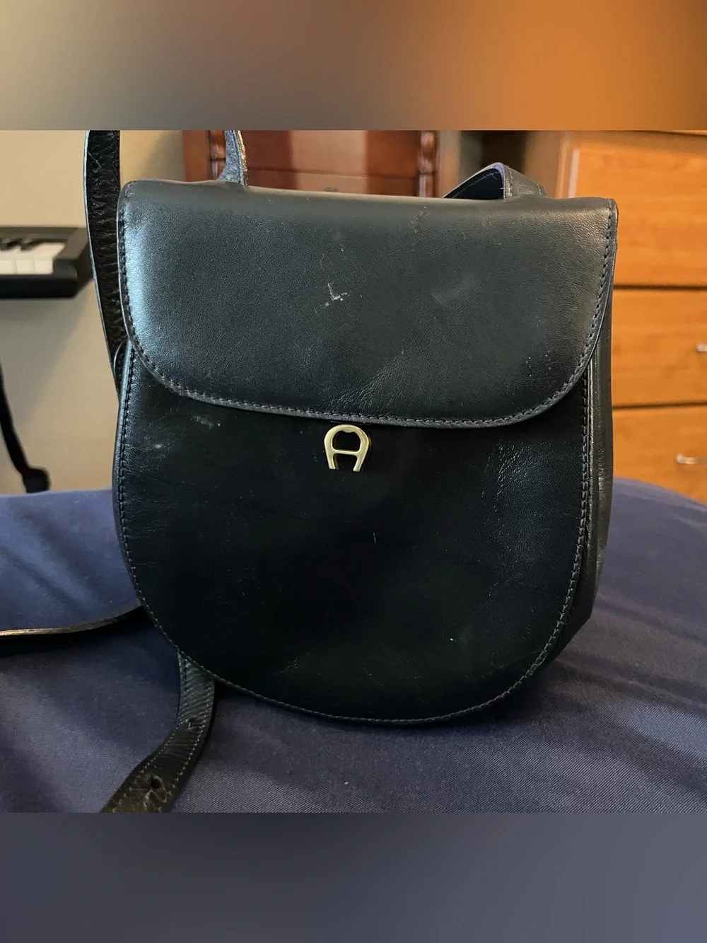 Etienne Aigner Black Leather Saddle Crossbody Bag